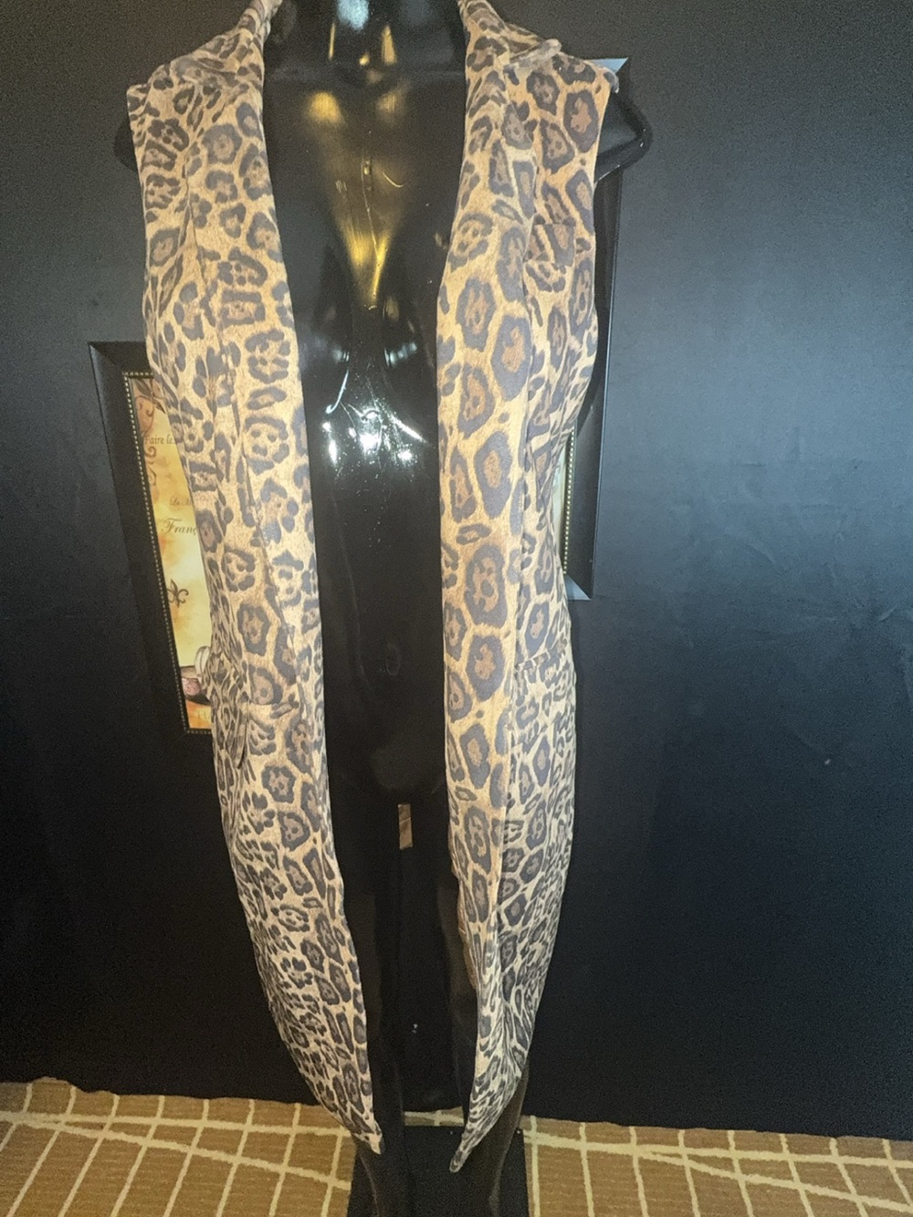 bagatelle Leopard Print Sleeveless Long Vest - Taupe & Black- NWT